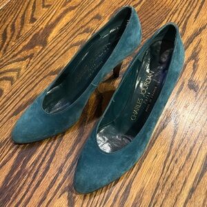 Z Charles Jourdan Paris Women’s 7 Small Pump Leather Suede Blue